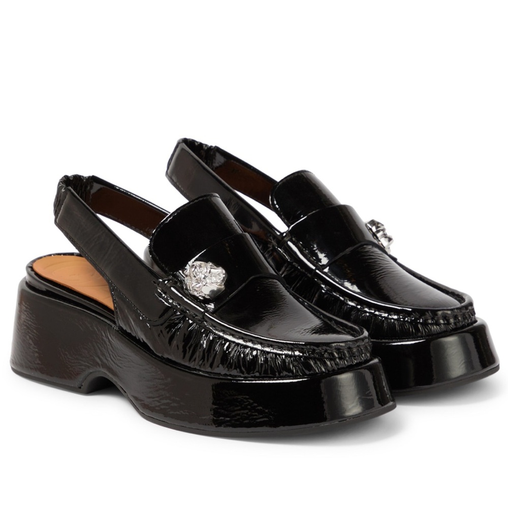 LIKE NEW GANNI Slingback patent leather loafers